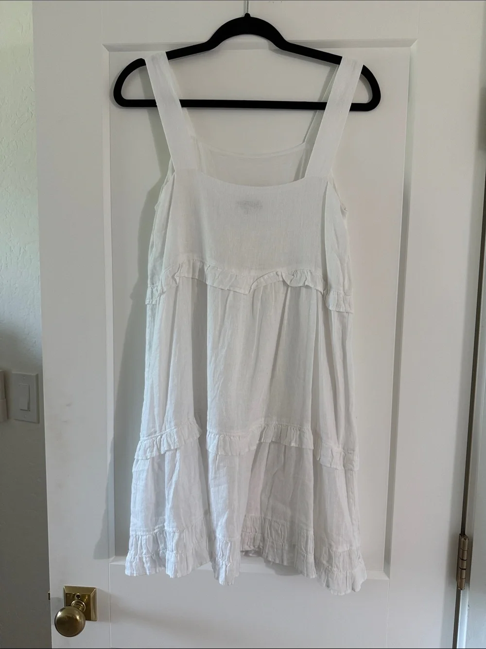 Rails White Tiered Square-Neck Mini Dress